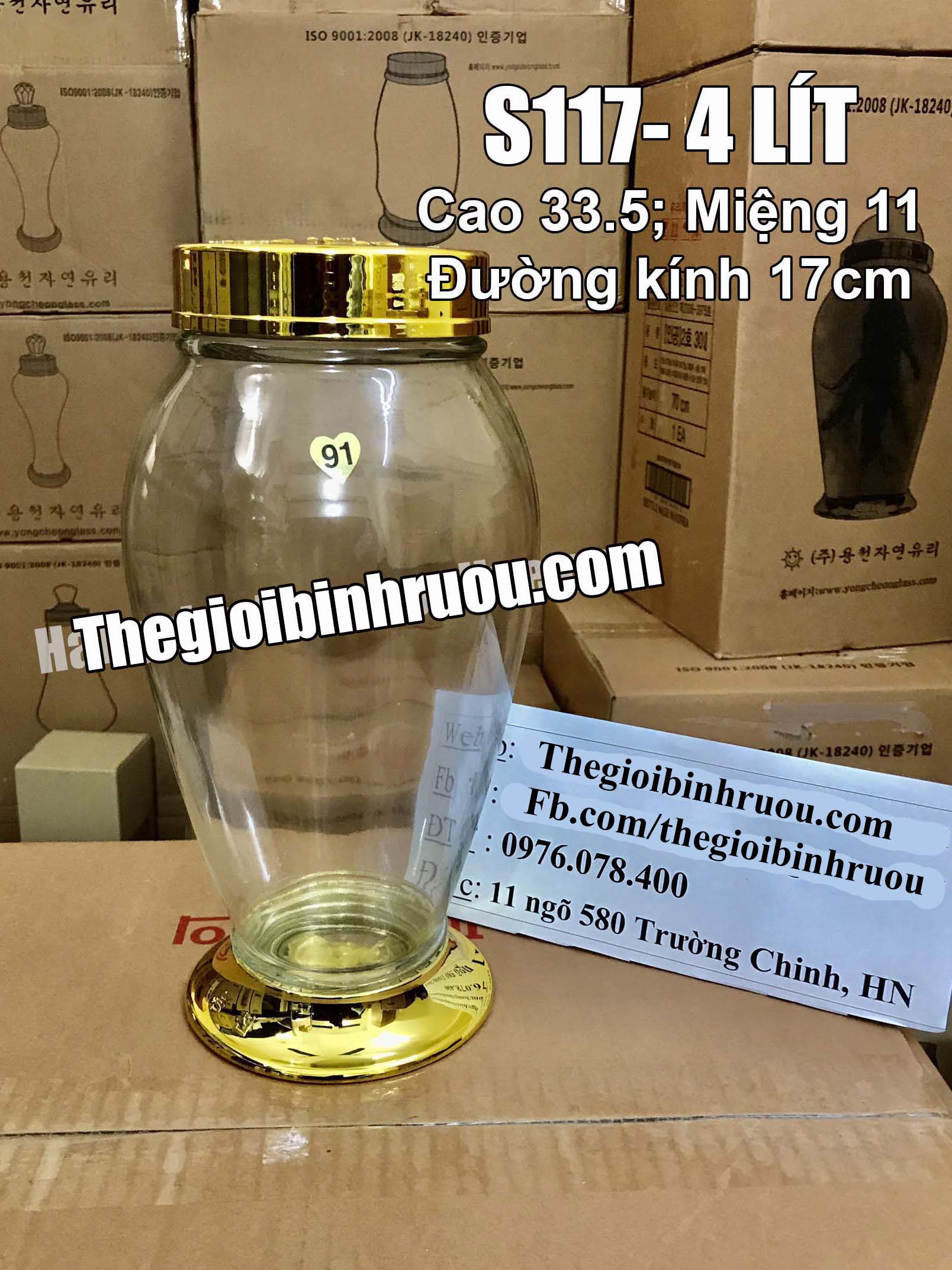 Bình Ngâm Rượu Hàn Quốc 4 Lít (Bình Cực Đẹp)