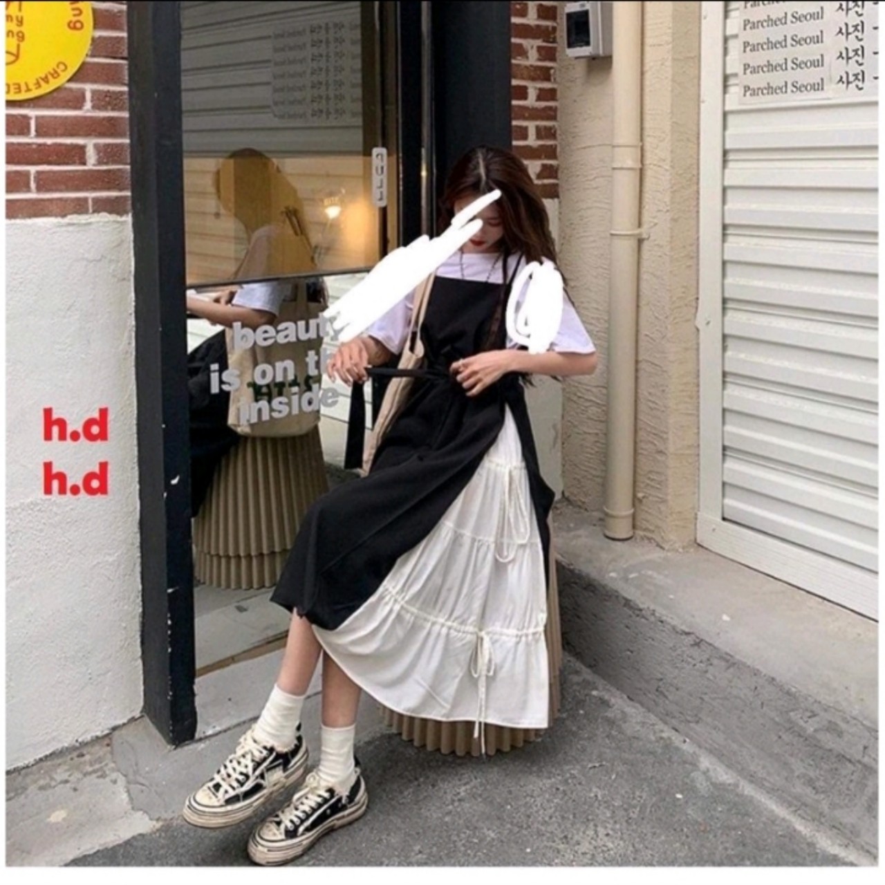 SÉT VÁY YẾM BUỘC EO + ÁO COTTON CỰC XINH