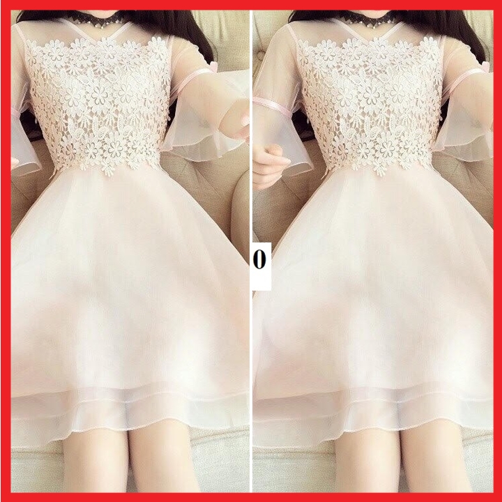 [HCM]ĐẦM REN PHỐI LƯỚI B500