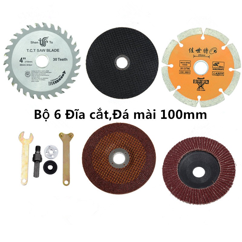 Bộ 6 đĩa cắt,đá mài 100mm