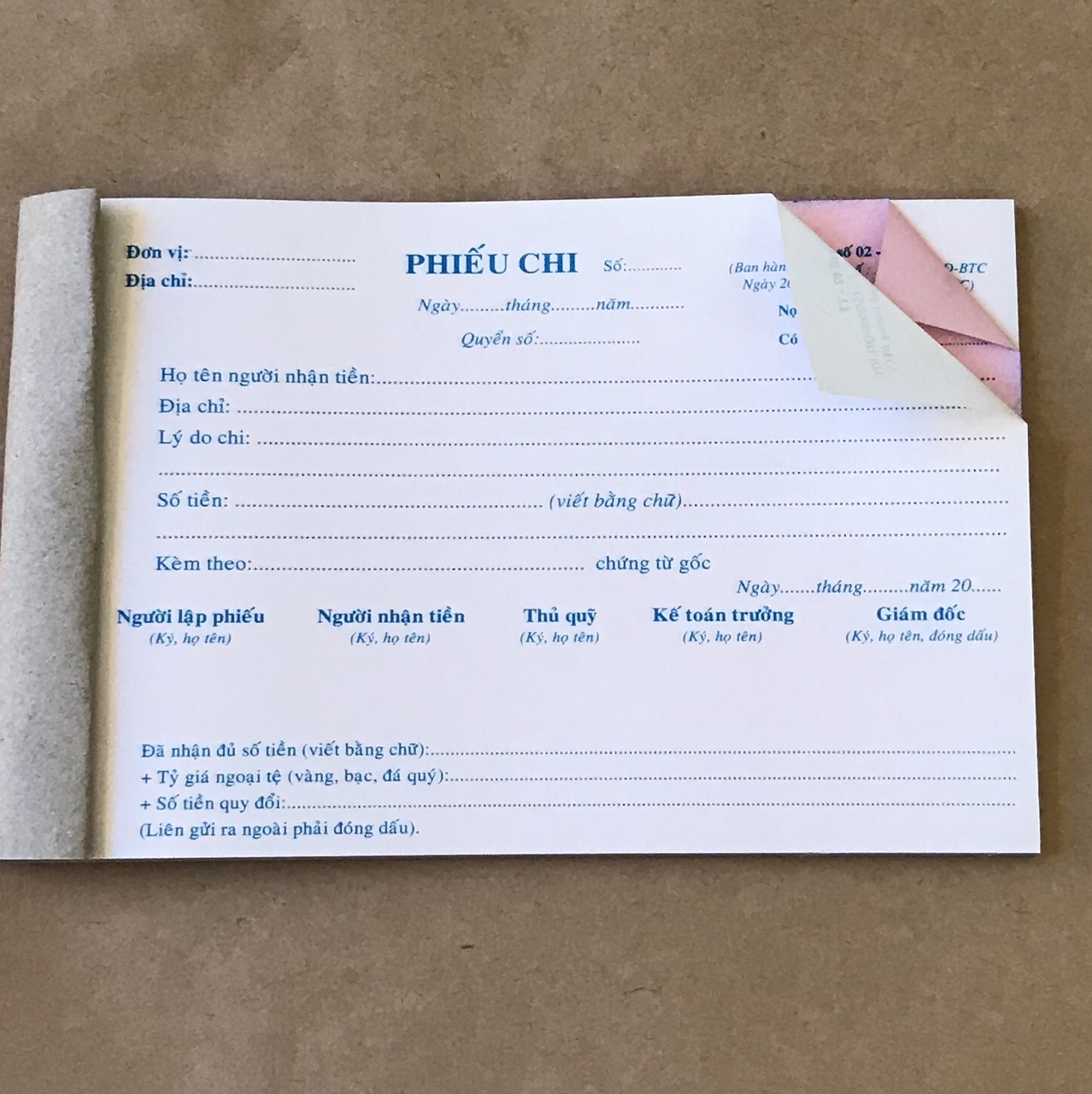 Phiếu Chi 2 Liên Khổ 13x19cm 30/50 Bộ Lốc 10 Quyển