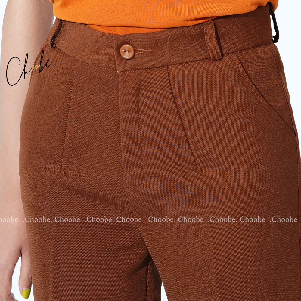 Quần tây nữ Choobe công sở lưng cao vải âu baggy màu xanh đen nâu đi học đẹp trẻ trung dáng dài Q07
