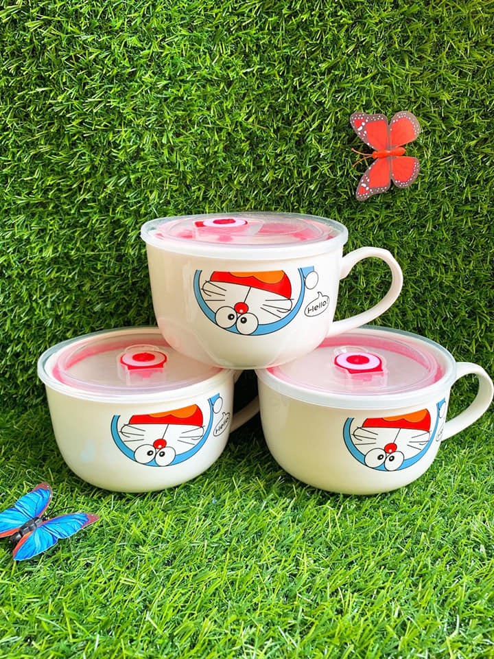 Bát ăn mỳ hình DOREMON có nắp hút chân không