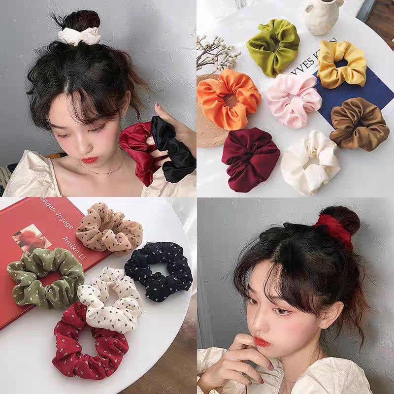 Combo 2 Dây Cột Tóc Vải Lụa Bóng Thời Trang Dành Hàn Quốc