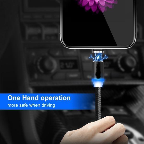 Cáp sạc nam châm 2M và 3 đầu nam châm (Type-C Android Iphone)