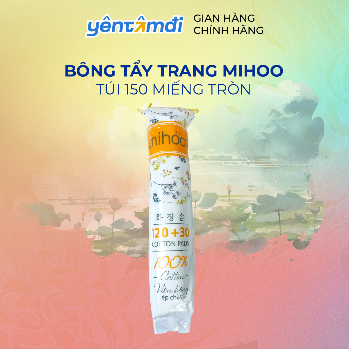 COMBO 3 bịch bông tẩy trang Mihoo 150 miếng tròn