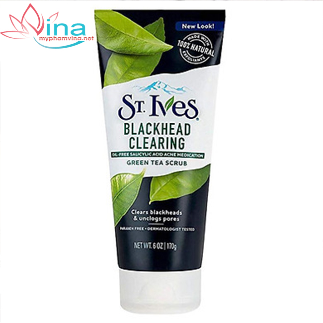 [HCM]Rửa mặt sạch mụn đầu đen St Ives Blackhead Clearing Green Tea Scrub 170g