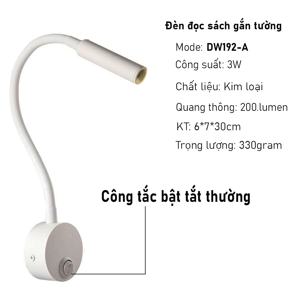 Đèn đọc sách gắn tường có công tấc