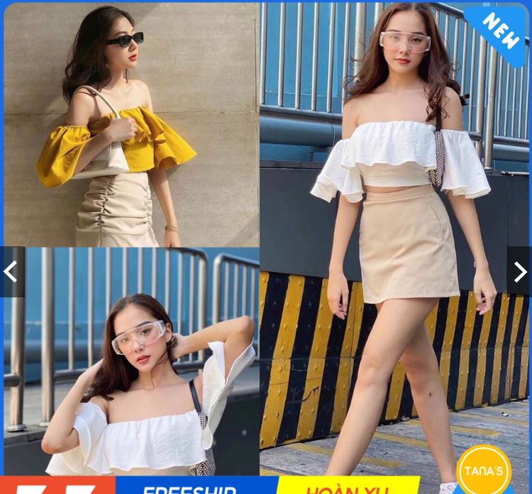 Áo nữ trễ vai vải bèo