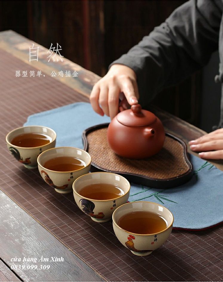 Chén Trà Giao Kê Đấu Thái Phỏng Cổ (100 -115 ml)