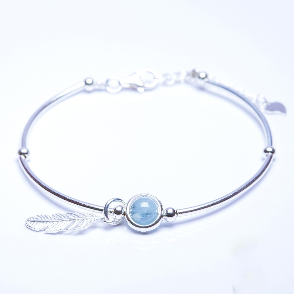 Ancarat-Vòng tay bạc Lông chim đá phong thủy - ANCARAT - VD03