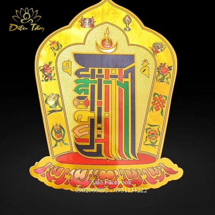 Miếng dán cửa dán xe chủng tự Kalachakra cầu bình an
