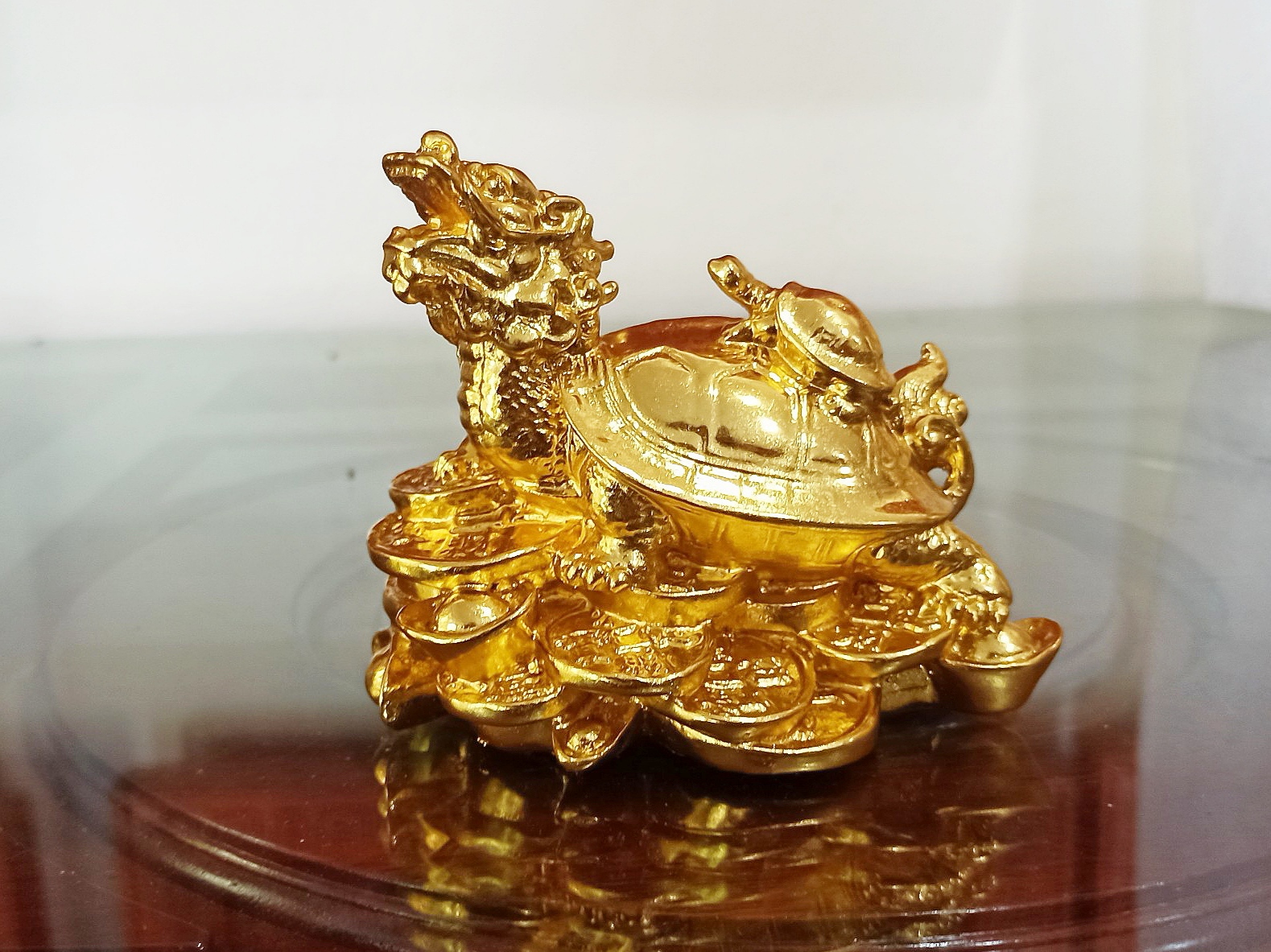 Rùa Long quy đồng thau dát vàng, Rùa đầu rồng, long quy cõng con bằng đồng dát vàng - Hàng đồng thau dát vàng- chỉ có tại Đồ đồng Nguyệt ÁNh