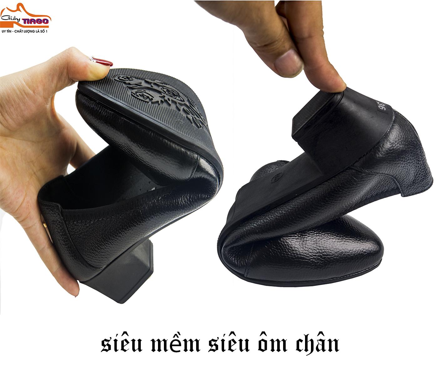 giày nữ công sở da bò 4cm  4PTA