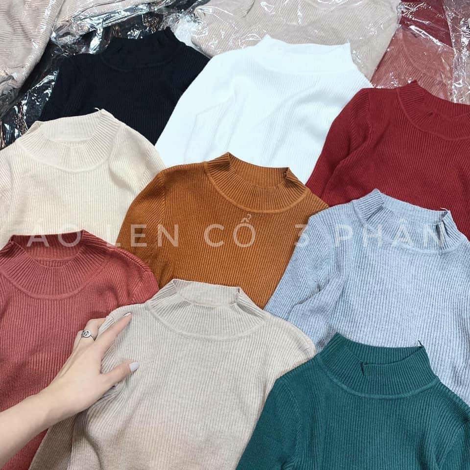 áo len tăm nữ cổ 3 phân nhiều màu