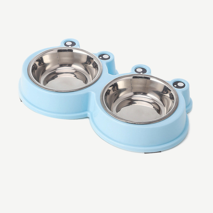 Bát Ăn Đôi Cho Chó Mèo Lòng Inox Tháo Rời