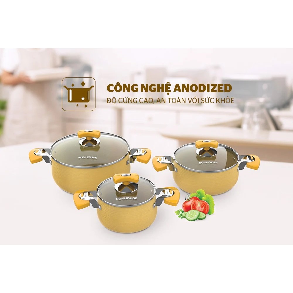 Bộ nồi Anod SUNHOUSE SHG2703GA