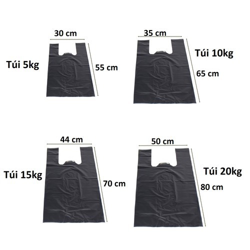 1Kg Túi Nilon Đen Đựng Rác, Đóng Hàng Đủ Size