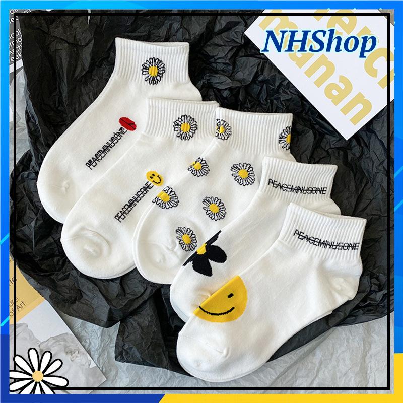 [HCM]Vớ nữ cổ cao cute Cúc họa mi XINH XINH - Tất nữ cổ cao - NHShop