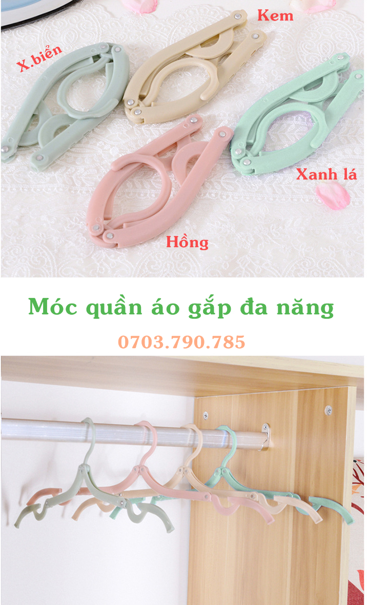 [HCM]Set 3 Móc Treo Quần Áo Xếp Gọn Du Lịch Đa Năng