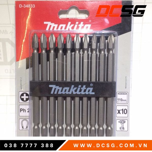 Mũi vít + 2 đầu Makita Ph2x110mm D-34833 (01 mũi) | DCSG