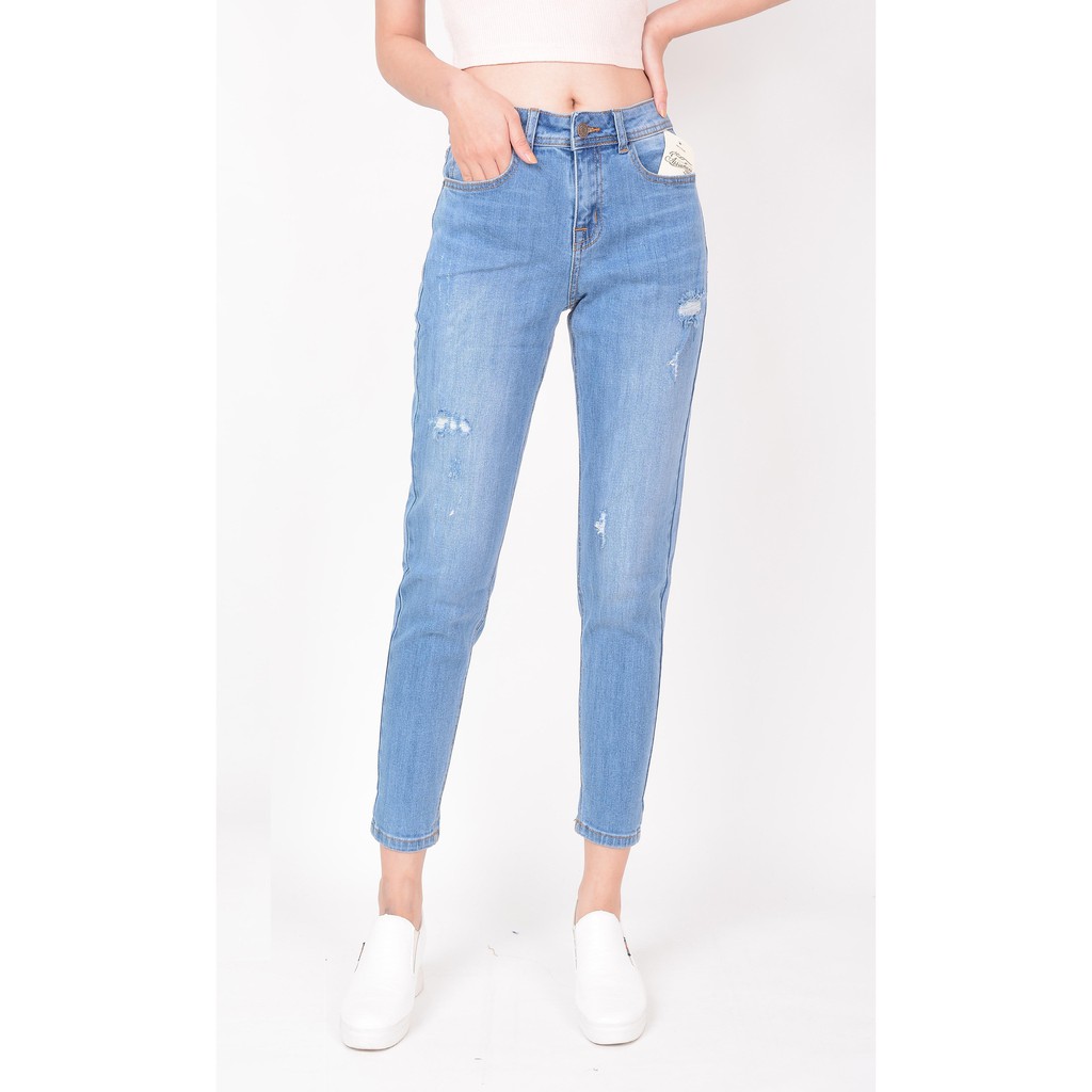 Quần jean nữ ống rộng baggy đẹp lưng cao cạp căn bản rách nhẹ hàng hiệu cao cấp mã 460 VANIZEN