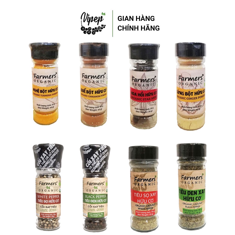 Gia vị hữu cơ nhà bếp - Quế bột hữu cơ - Nghệ bột hữu cơ - Gừng bột hữu cơ