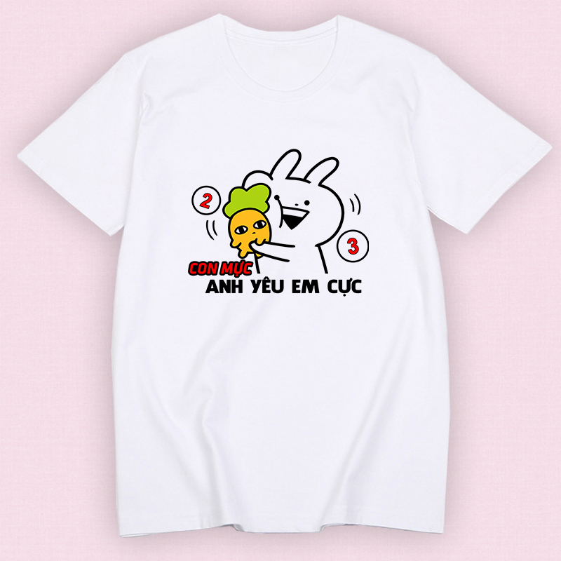Áo thun nữ, áo phông nữ form rộng 2 3 CON MỰC, ANH YÊU EM CỰC cute, chất vải cotton Hàn Quốc  ALV24  LAVIESHOP