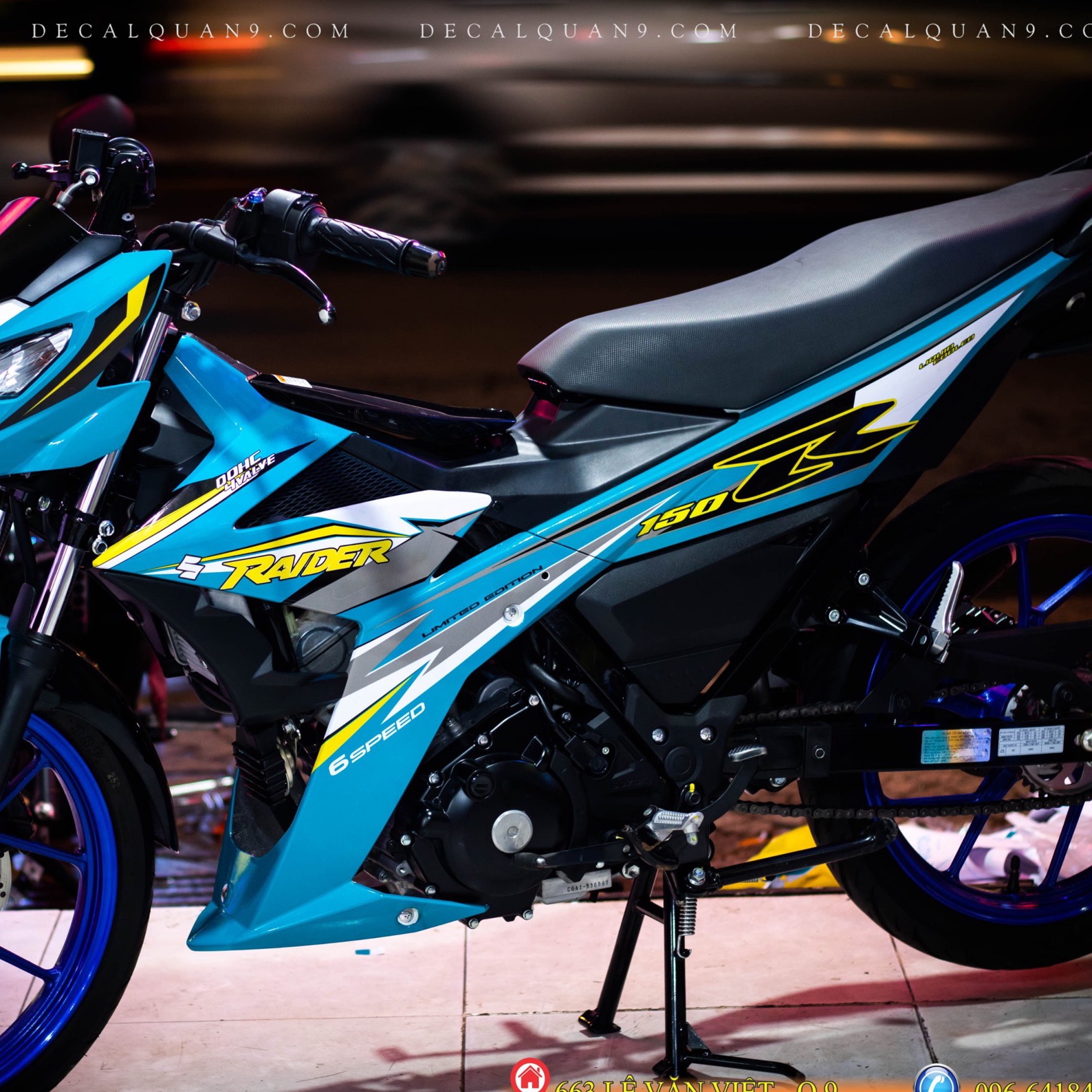 Tem rời Raider Fi dán xe xanh ngọc