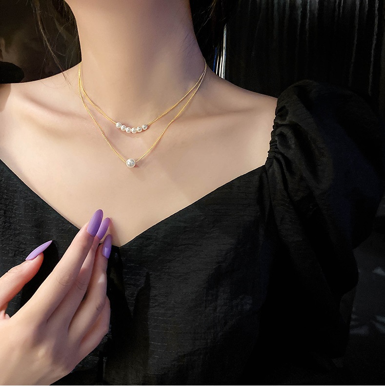 [HCM]Vòng cổ Bell Mew họa tiết hạt tròn 2 tầng sang trọng VC18