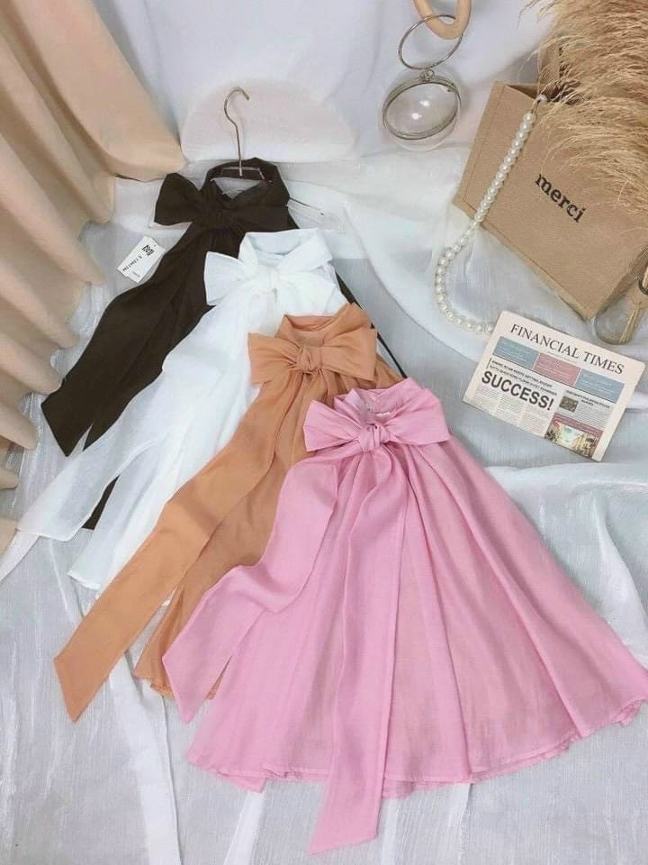 Sale toàn shop - Áo voan kiếng sát nách cột nơ cổ yếm tiểu thư TU