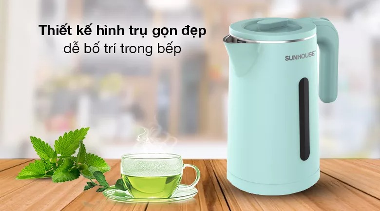 [HCM] Ấm siêu tốc Inox 2 lớp Sunhouse dung tích 1.8 lít , Bình Đun Siêu Tốc Giá Rẻ Bình Đun Siêu Tốc