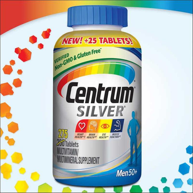 Centrum Silver MultiVitamin MultiMineral Complete Vitamin 275 Tabs Men Over50+ nhập khẩu