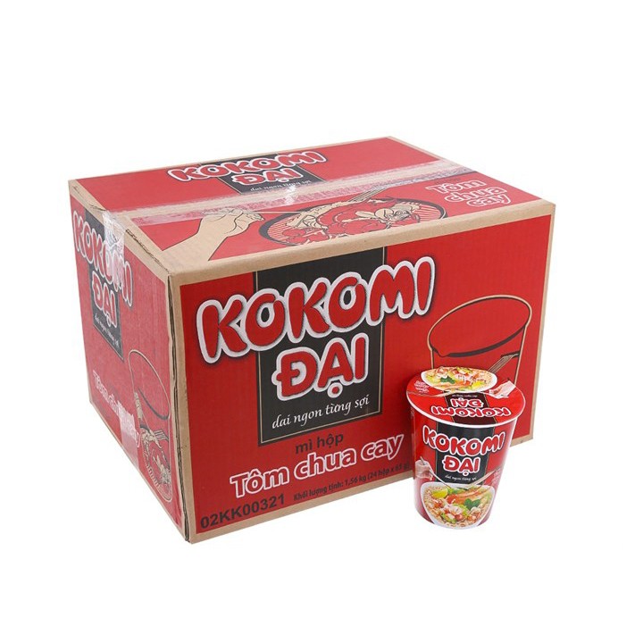 Thùng 24 ly Mì Kokomi đại tôm chua cay 65g