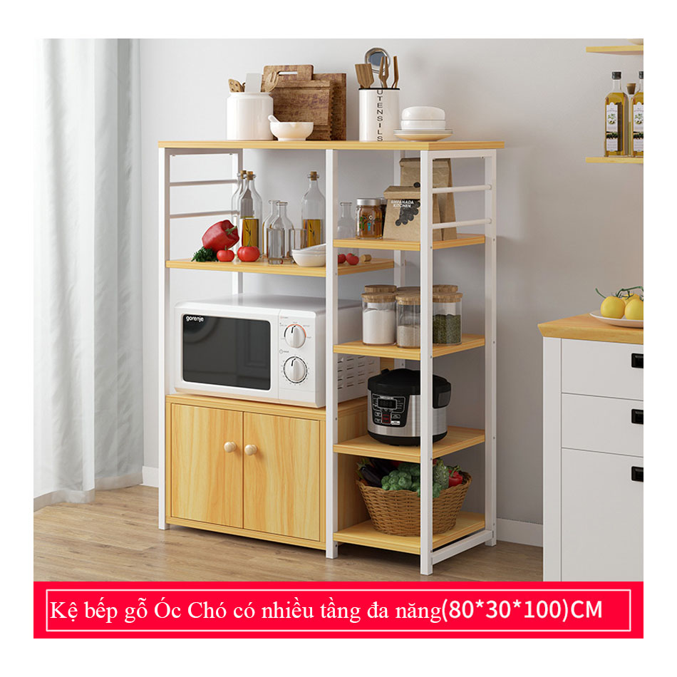 Kệ bếp nhiều tầng đa năng 80x30x100 (Có tủ Gỗ)