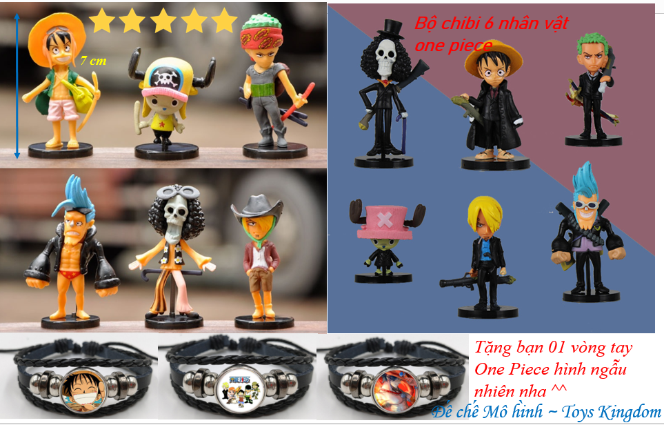 [FreeShip Max] Bộ 6 nhân vật Chibi mô hình One Piece cao 7cm [Tặng kèm vòng tay One piece]