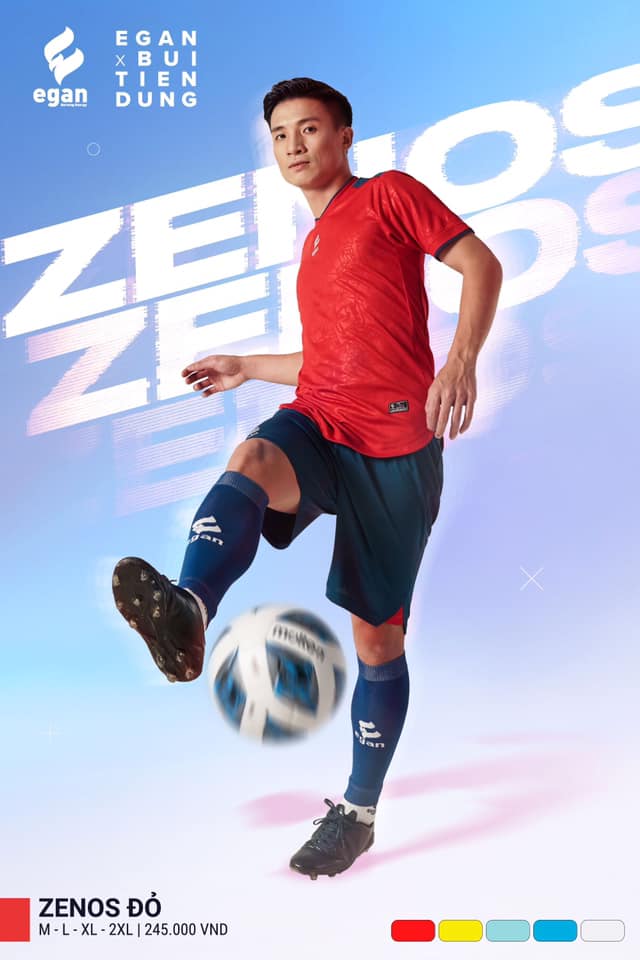 Áo bóng đá không logo thiết kế EGAN ZENOS màu đỏ