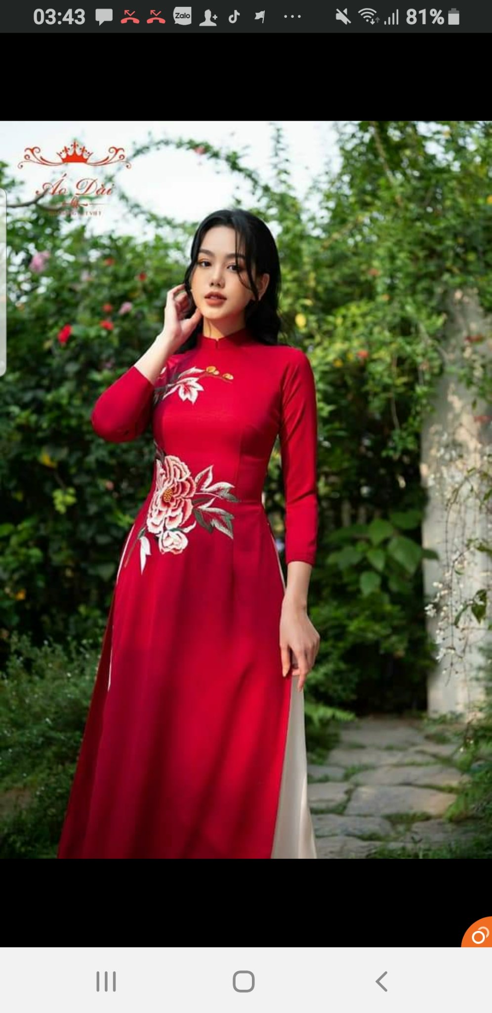 áo dài đỏ thêu chất lụa tây thi cao cấp kèm quần