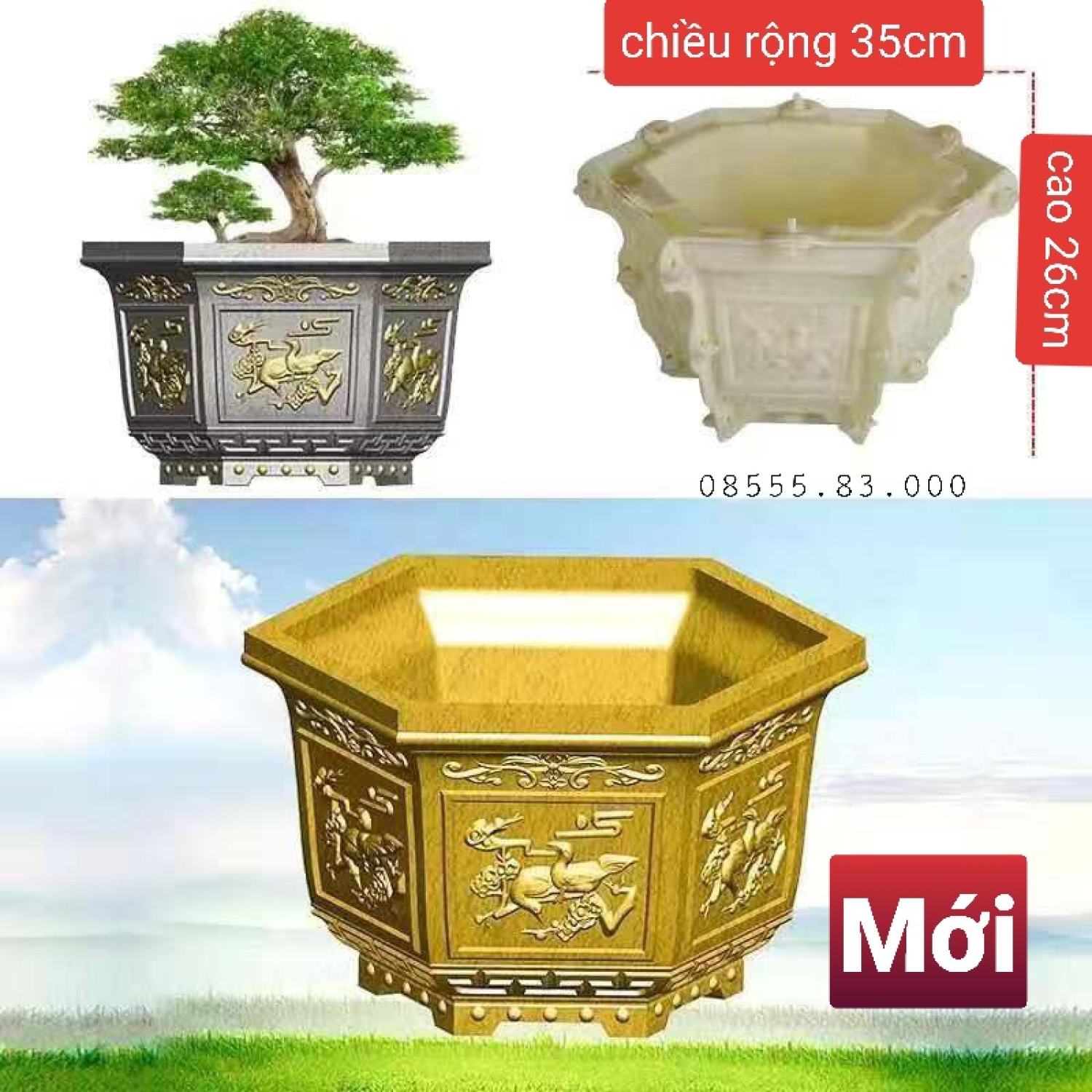 Khuôn đúc chậu cây cảnh lục giác 35 (khuôn chậu ABS siêu bền)