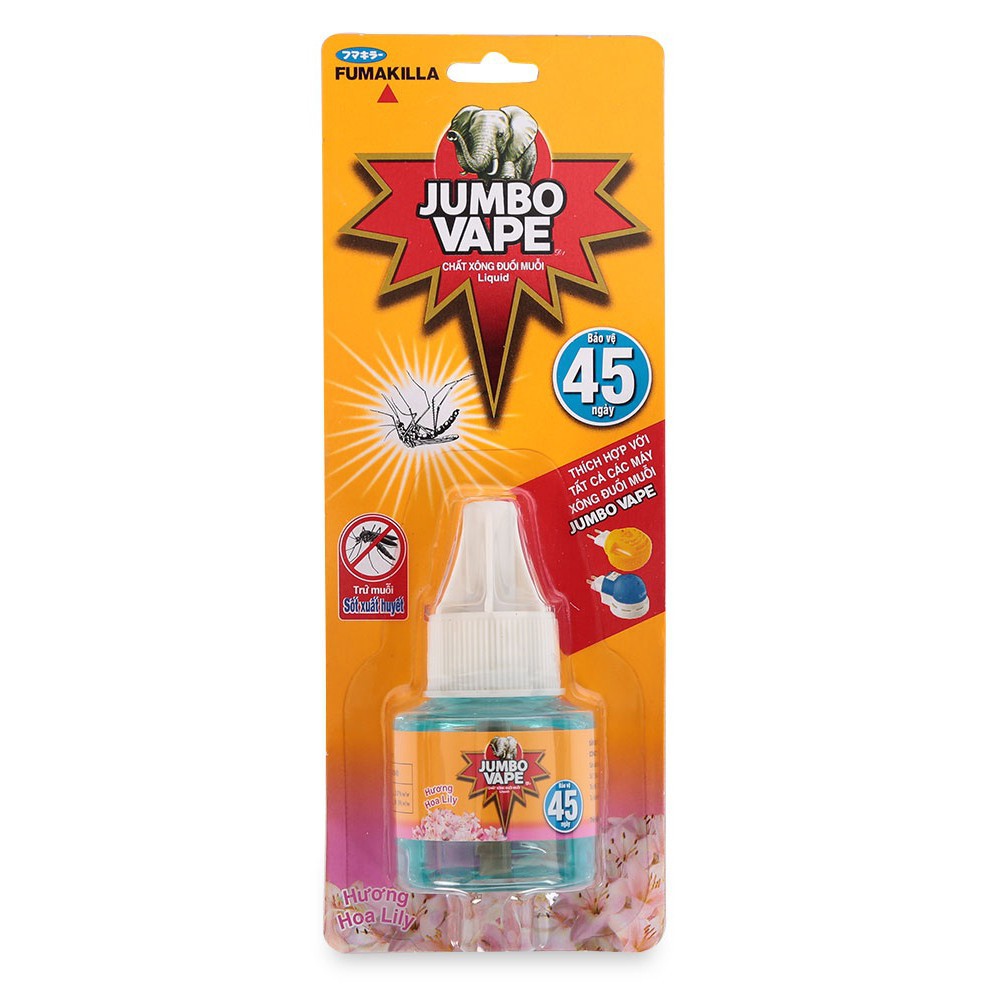 Tinh dầu xông đuổi muỗi Jumpo Liquid hương hoa Lily 34ml bảo vệ 45 ngày