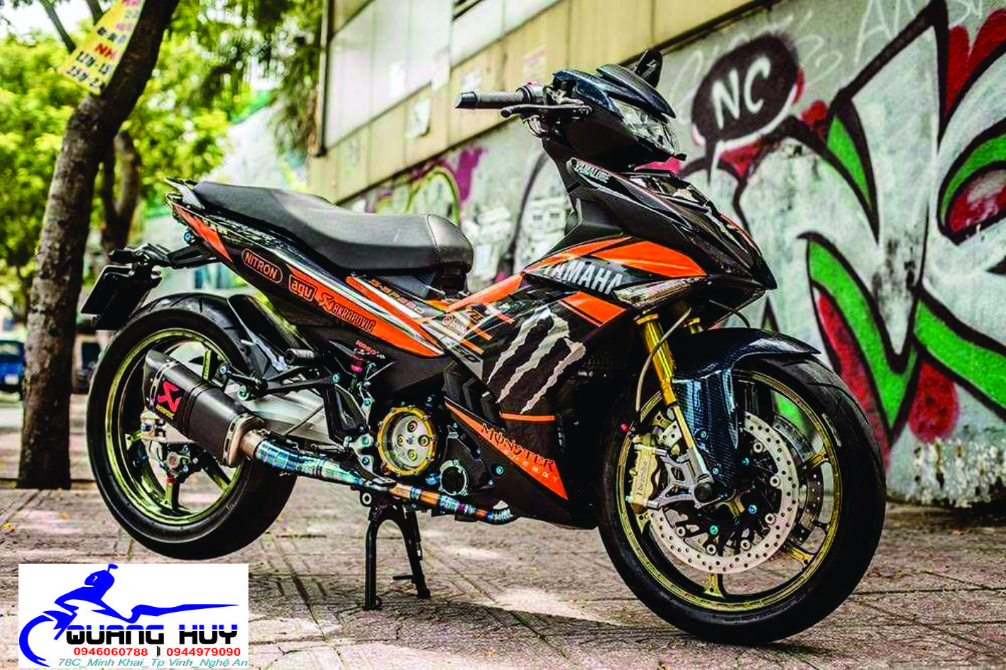 Tem trùm exciter 150 cam đen,team decal ex 150 monster