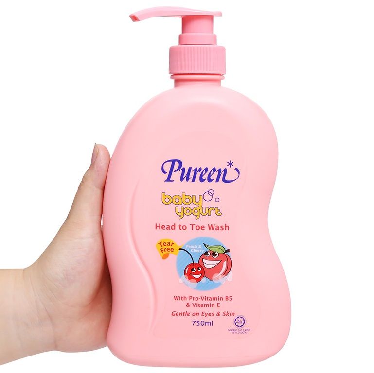 Tắm gội toàn thân Pureen tinh chất Sữa chua đào anh đào 750ml