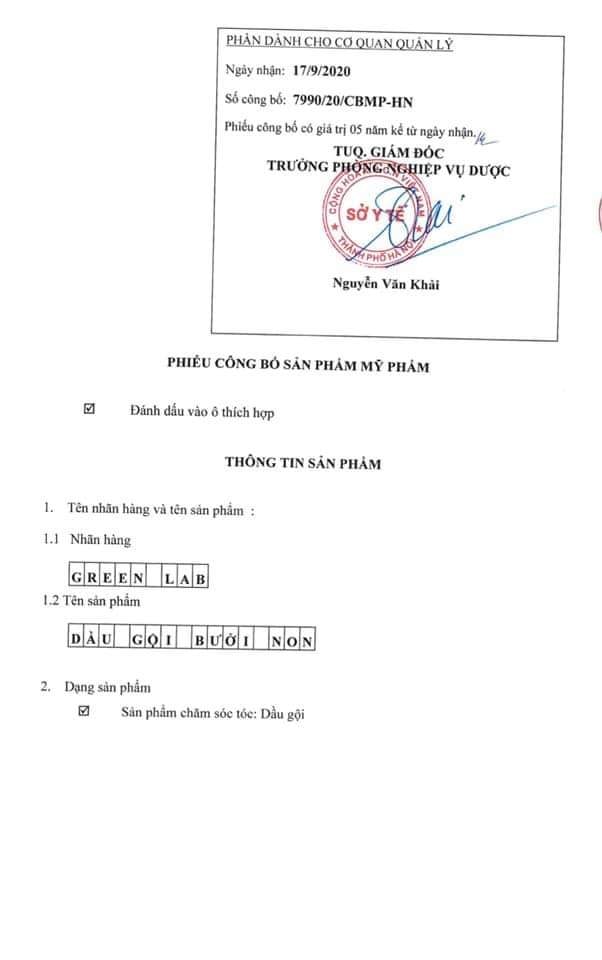 Dầu gội thảo mộc Bưởi Non Greenlab