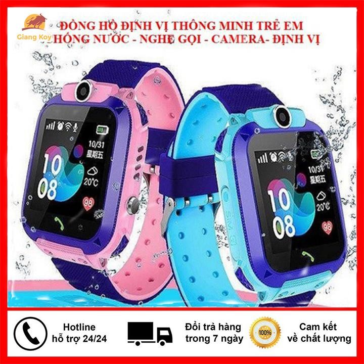 Đồng Hồ Định Vị Trẻ Em - Đồng Hồ Thông Minh Chống Nước IP67 - Camera Nghe Gọi 2 Chiều, Có Chức Năng Gọi Khẩn Cấp SOS - Màu Xanh, Hồng