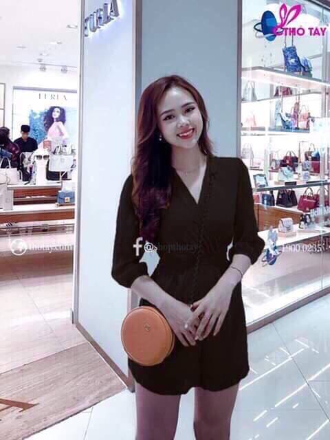 Jum Nữ ( Đầm Nữ ) Dự Tiệc Cổ Chéo Đáng Yêu Thời Trang Bambo