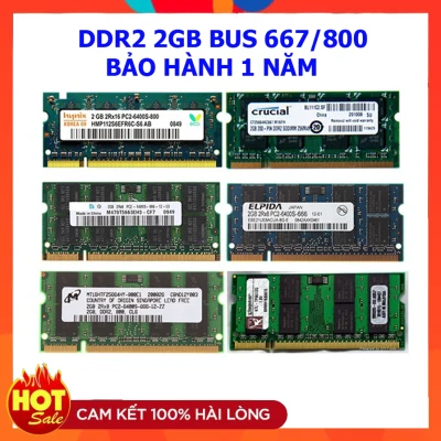 Ram laptop DDR2 2GB Bus 667 800 Samsung Hynix Micron Elpida Kingston...