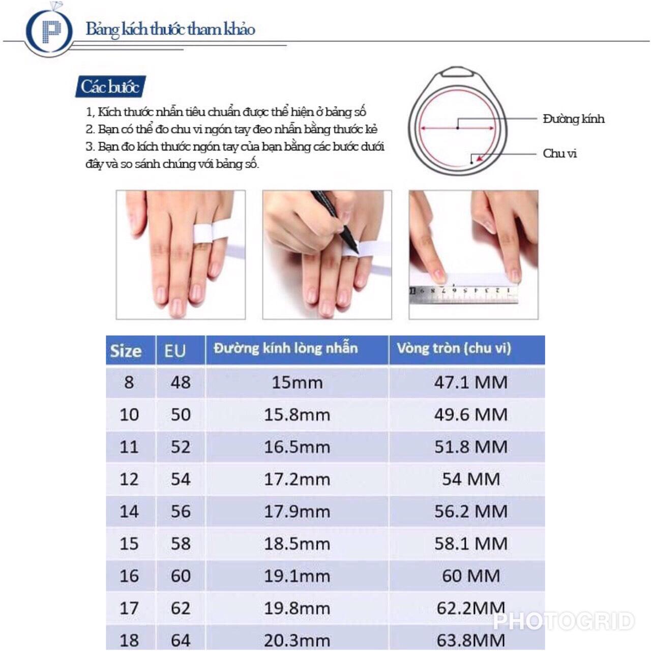 Nhẫn D V.v version 1 đủ màu đủ size hãng