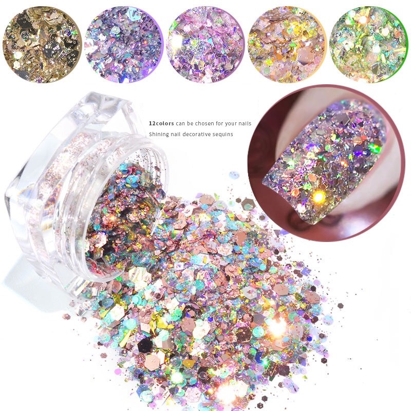 Set Nhũ Khổng Tước Mix kim sa ( Set 12 Màu Loại Siêu Sáng )