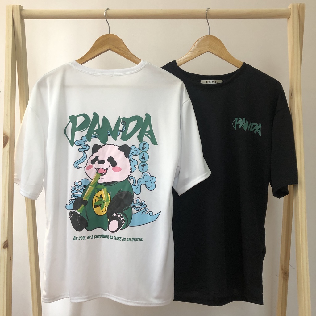 Áo thun tay lỡ unisex GẤU TRÚC PANDA thiết kế dày dặn - Áo phông nữ form rộng cho cặp đôi phong cách hàn quốc LARIVN