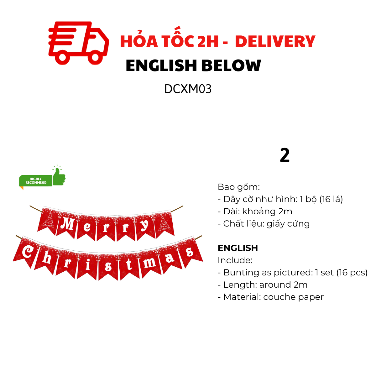 Dây cờ Merry Christmas dcxm03
